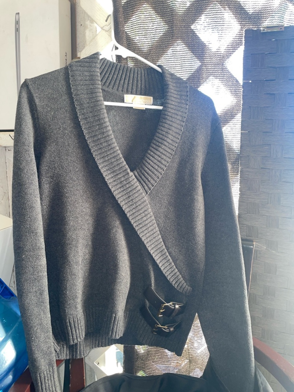 Michael Kors Charcoal Gray Shawl-Collar Women's Cardigan